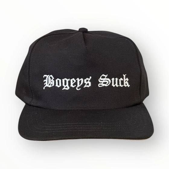 Muni Kids Old English Bogeys Suck Golf Snapback Hat Black