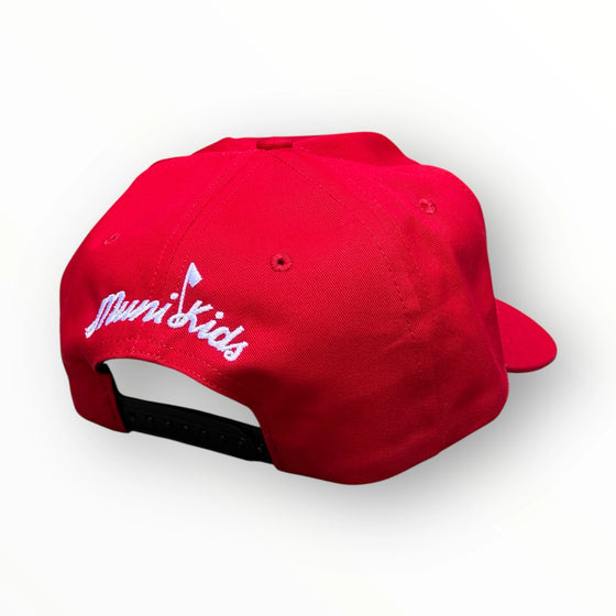 Muni Kids Muni Yin Yang Bolt  Golf Snapback Hat Back (Red)