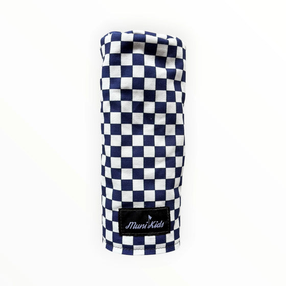 Muni Kids Off The Tee Navy Blue Canvas Checkerboard Fairway Headcover
