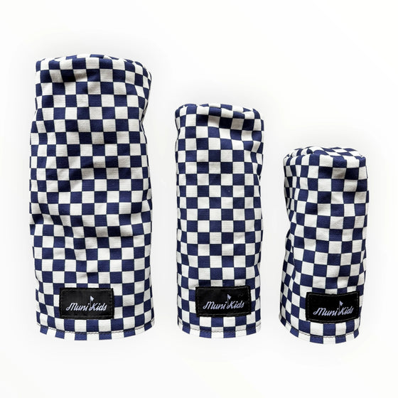 Muni Kids Off The Tee Navy Blue Canvas Checkerboard Headcovers