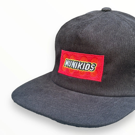 black and red corduroy muni kids golf hat