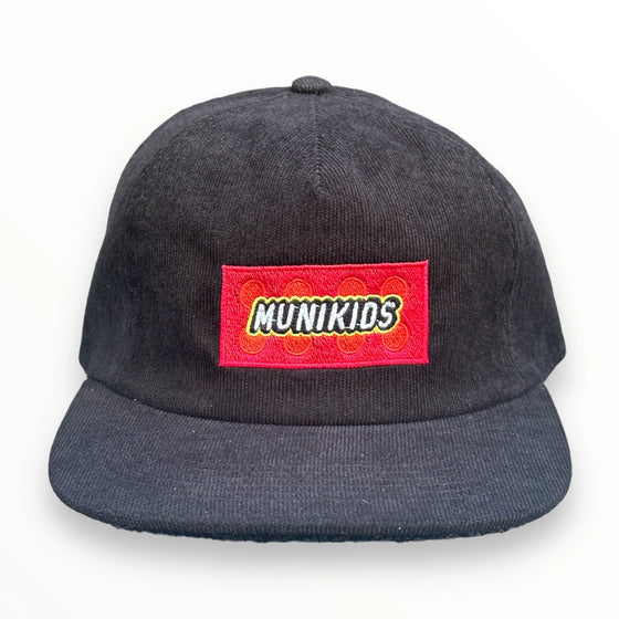 black and red corduroy muni kids golf hat