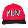 Muni Kids Play Your Best Muni Structured Golf Snapback Hat (Red/Black)