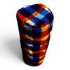 top view of blue and orange plaid golf headcover