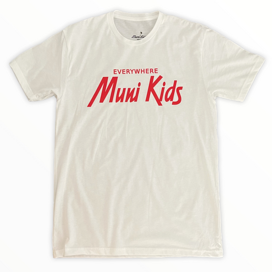 Muni Kids Everywhere Golf Tee Shirt White with Red